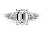 Jasmine Vintage Platinum Emerald Engagement Ring
