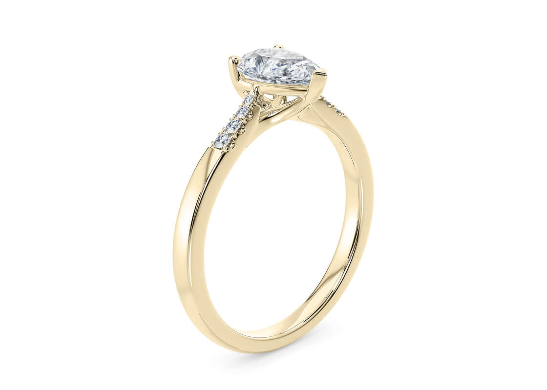 Thea Diamond Band Yellow Gold 18k Pear Engagement Ring