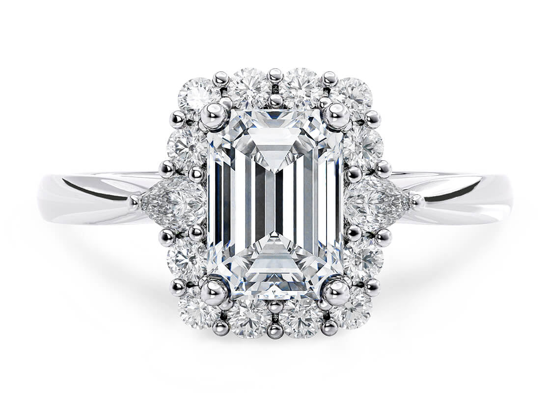 Hampstead Halo Platinum Emerald Engagement Ring