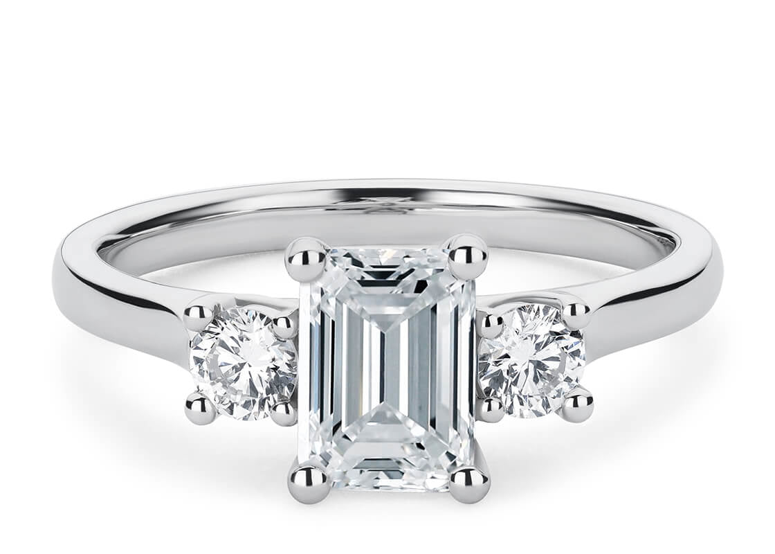 Roma Trilogy Platinum Emerald Engagement Ring