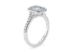 Battersea Halo Platinum Emerald Engagement Ring