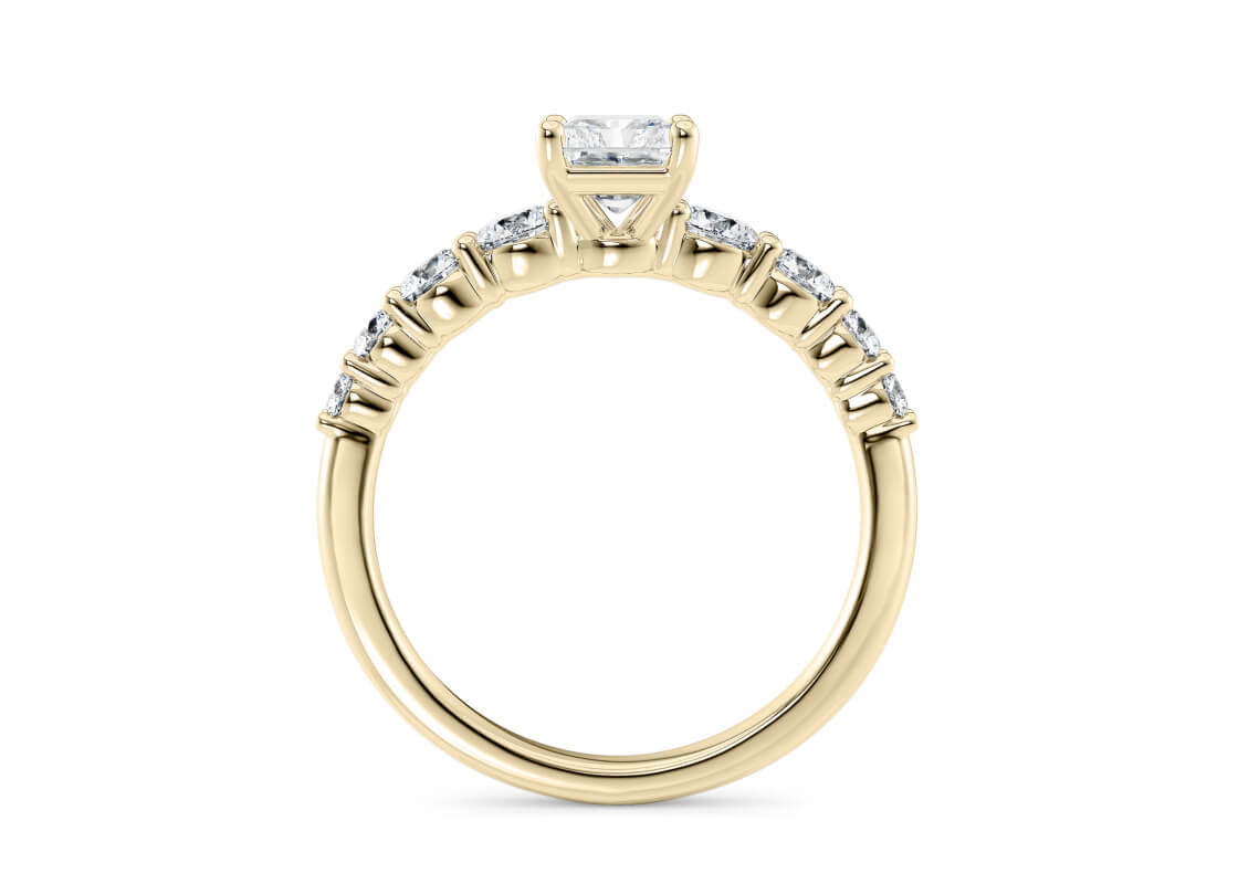 Lyra Diamond Band Yellow Gold 18k Radiant Engagement Ring