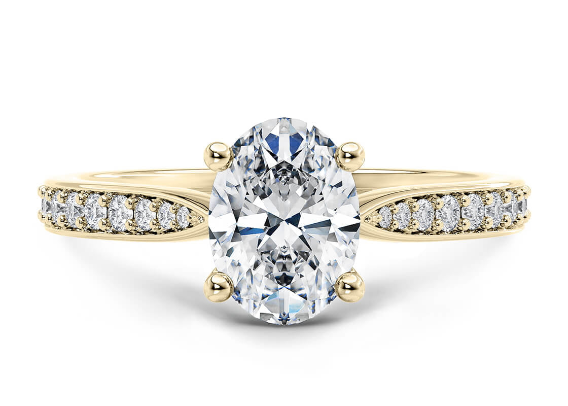 Victoria Diamond Band Yellow Gold 18k Oval Engagement Ring