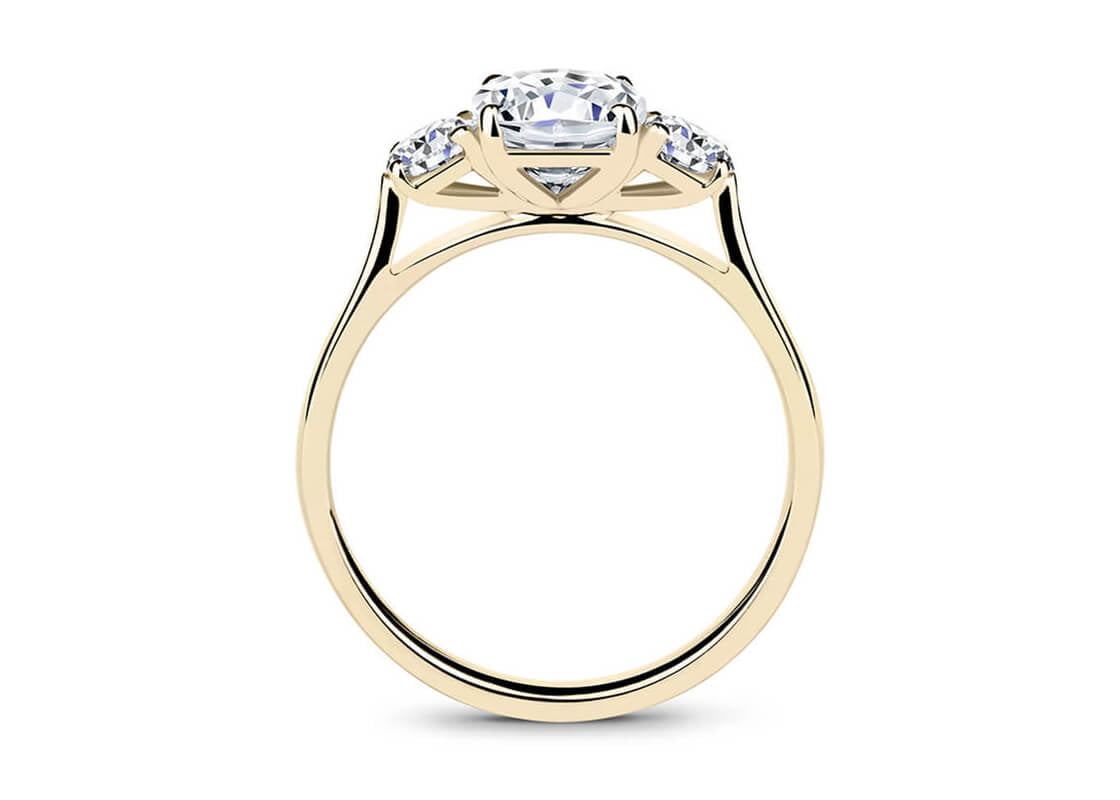 Roma Trilogy Yellow Gold 18k Cushion Engagement Ring