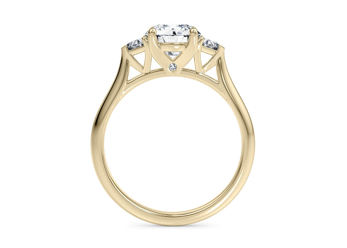 Paris Trilogy Yellow Gold 18k Round Engagement Ring