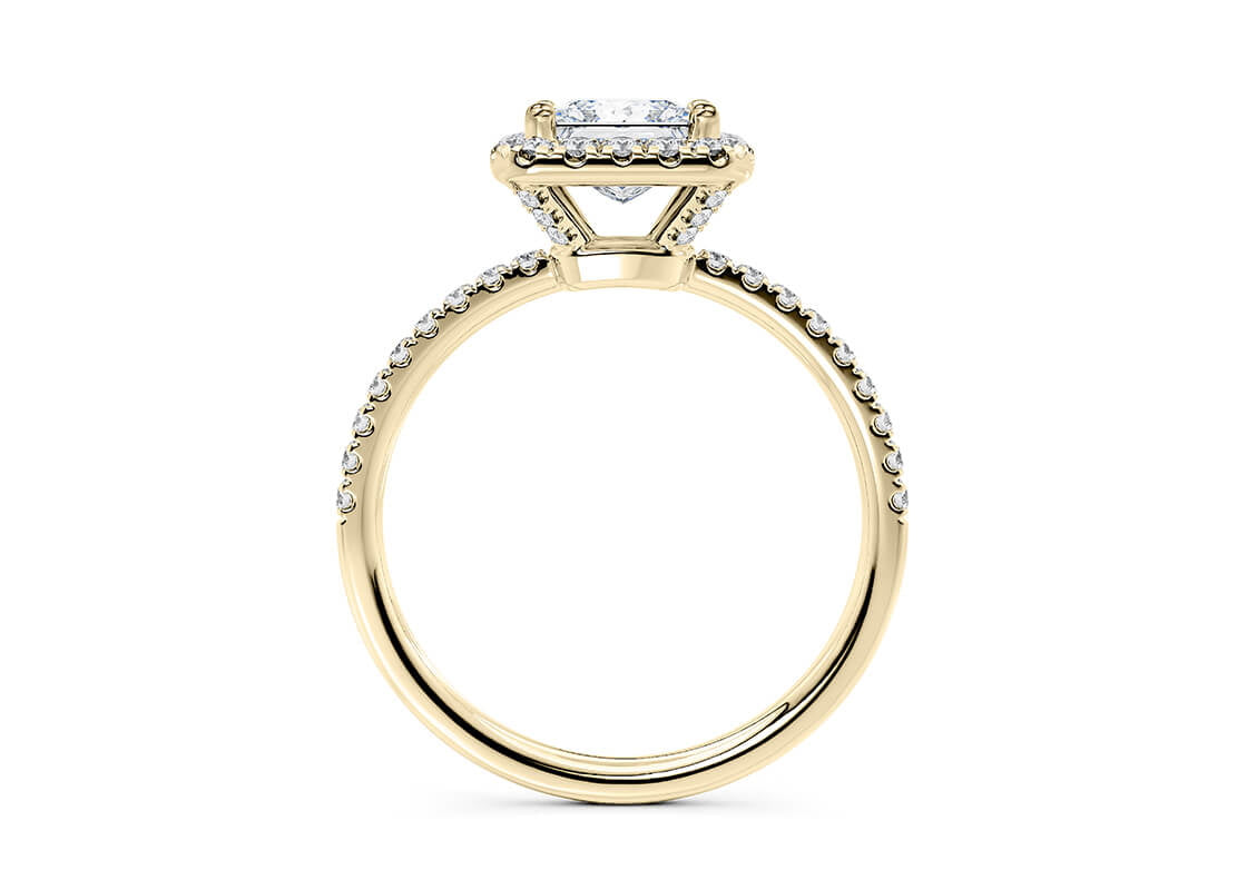 Isabella Halo Yellow Gold 18k Princess Engagement Ring