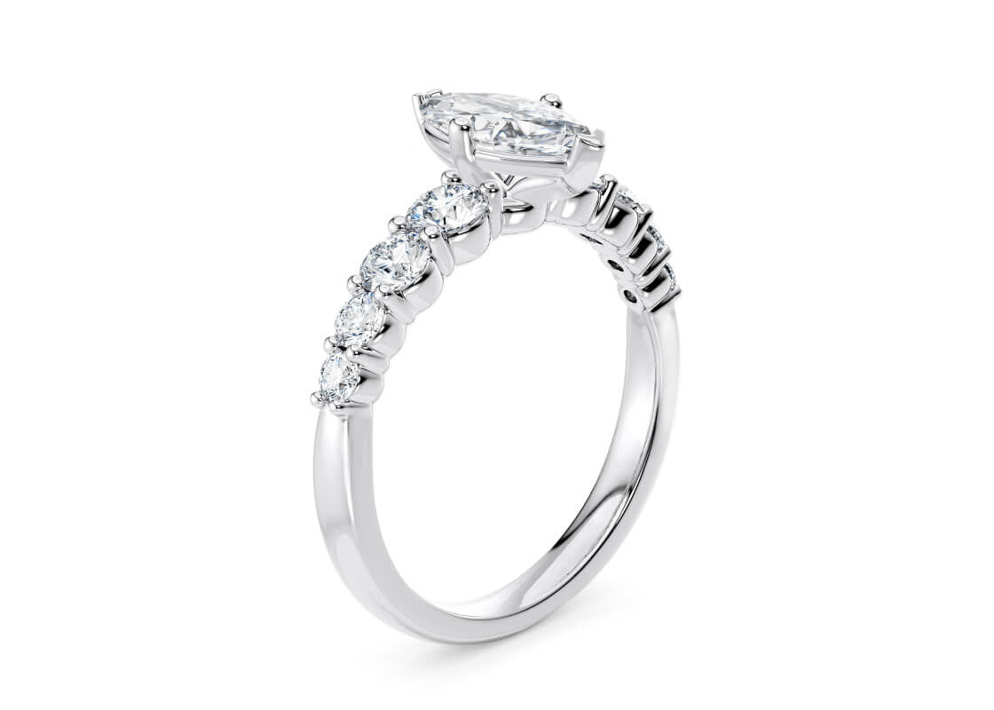 Lyra Diamond Band Platinum Marquise Engagement Ring
