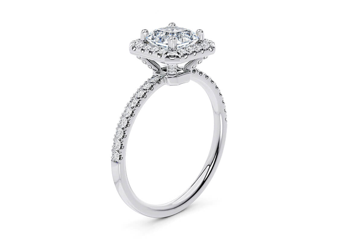 Isabella Halo Platinum Asscher Engagement Ring