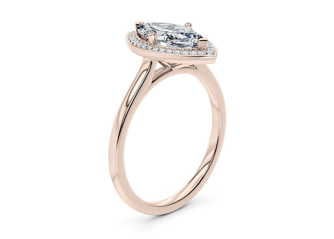 Minerva Halo Rose Gold 18k Marquise Engagement Ring
