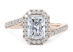 Kew Halo Rose Gold 18k Radiant Engagement Ring