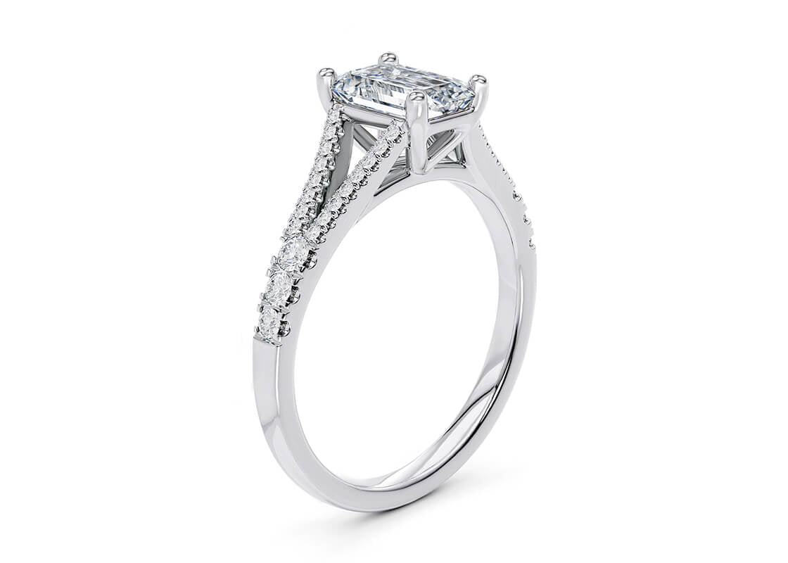 Oxford Diamond Band Platinum Emerald Engagement Ring