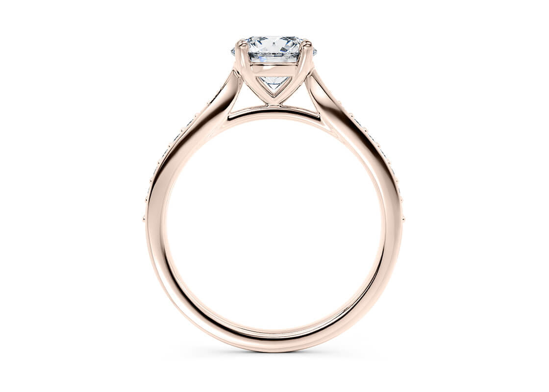 Victoria Diamond Band Rose Gold 18k Round Engagement Ring