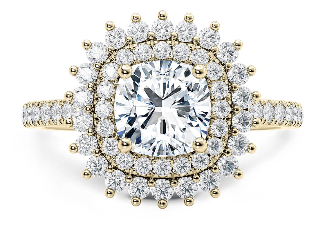 Berkeley Halo Yellow Gold 18k Cushion Engagement Ring