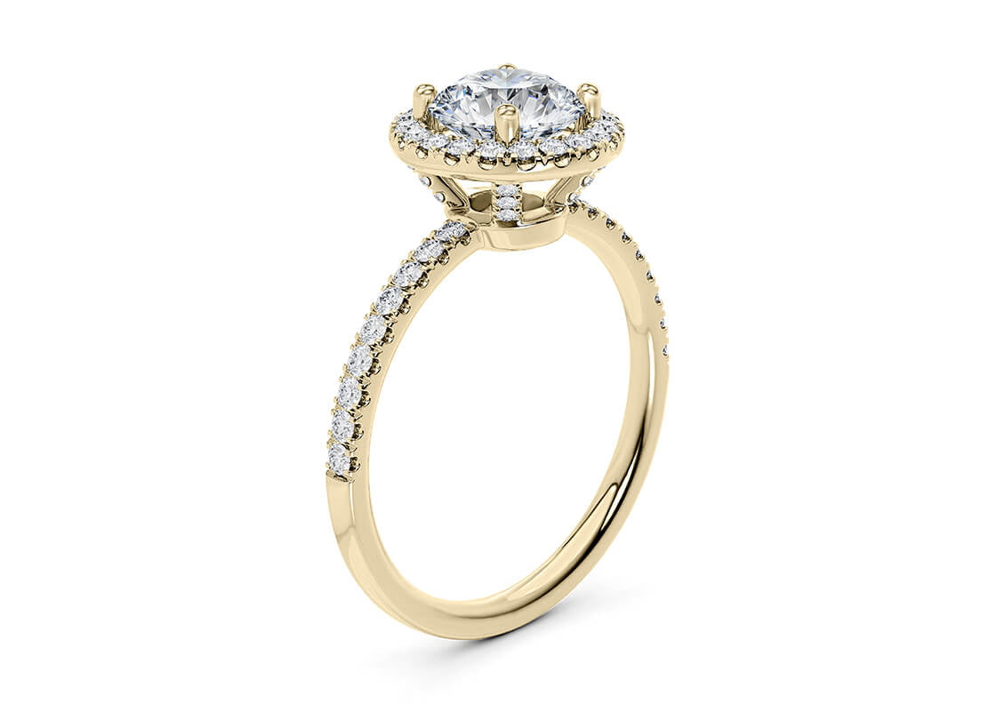 Isabella Halo Yellow Gold 18k Round Engagement Ring