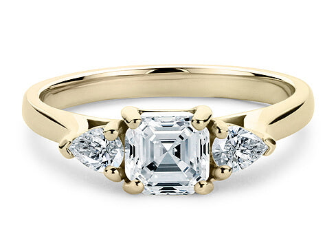 Barcelona Trilogy Yellow Gold 18k Asscher Engagement Ring