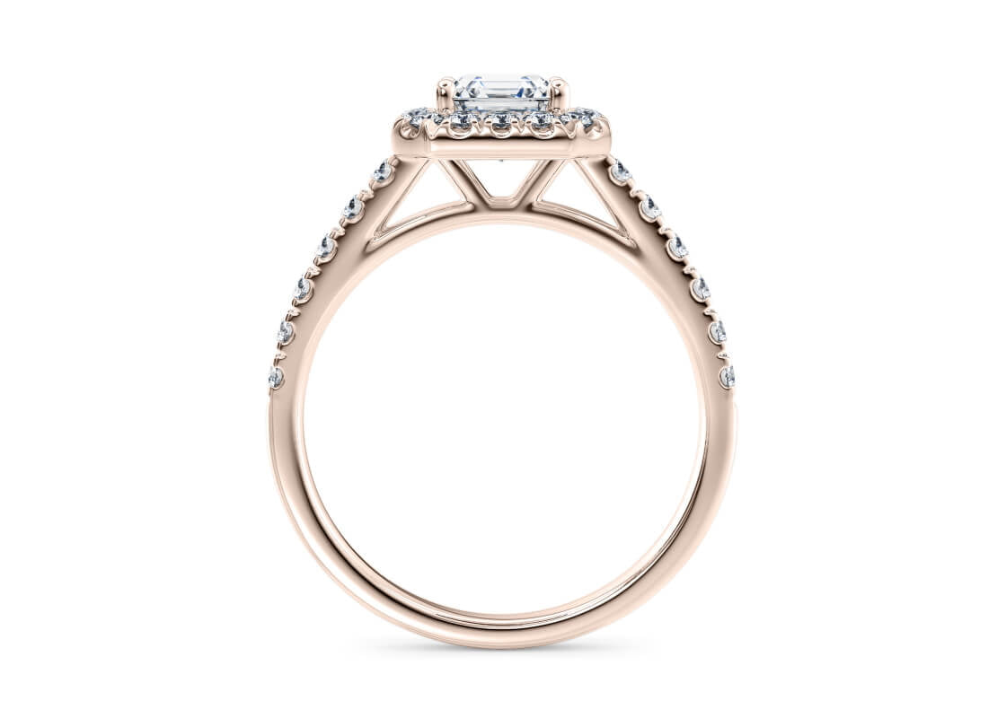 Medici Halo Rose Gold 18k Asscher Engagement Ring