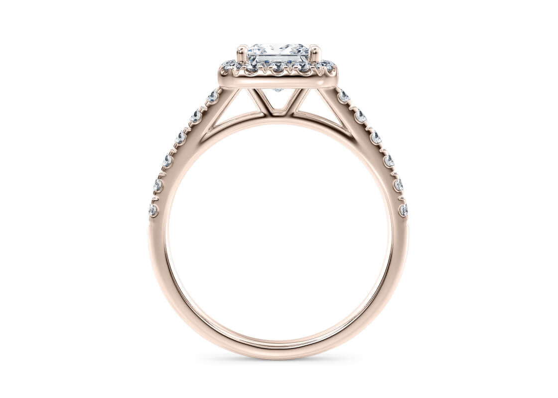 Medici Halo Rose Gold 18k Princess Engagement Ring