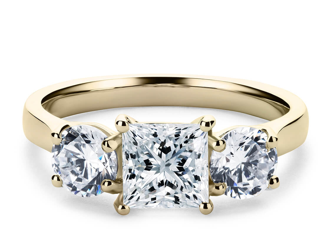 Roma Trilogy Yellow Gold 18k Princess Engagement Ring