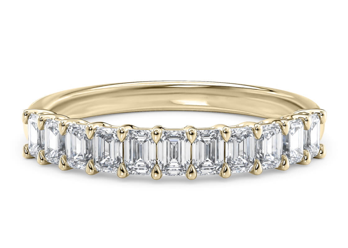 Regent Emerald Half Set Yellow Gold 18k Natural Eternity Ring