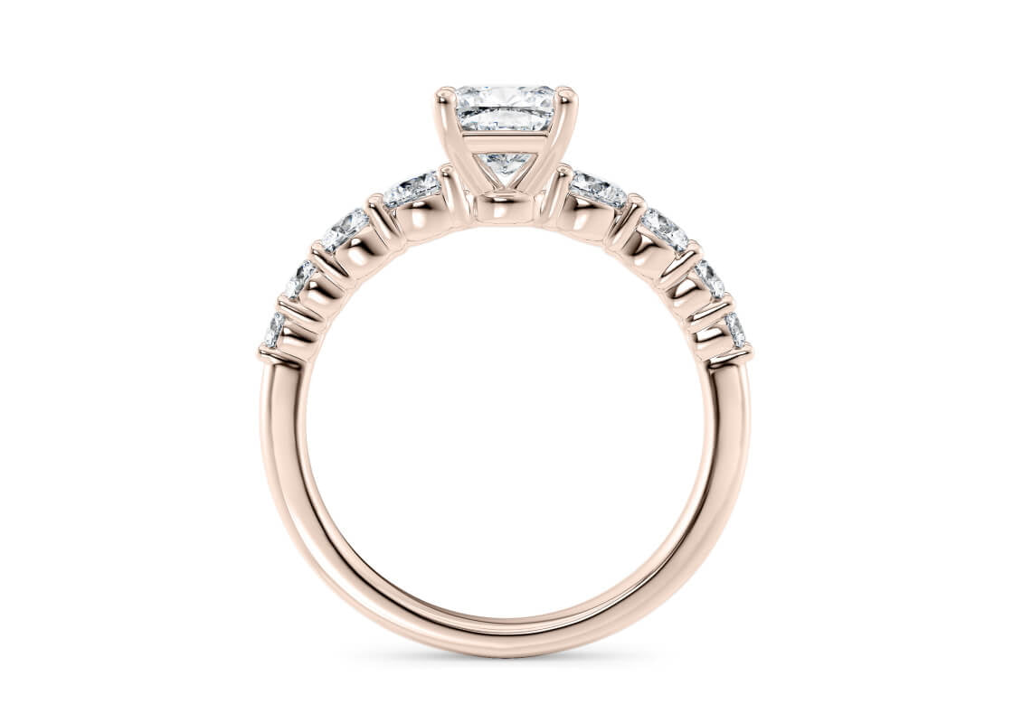 Lyra Diamond Band Rose Gold 18k Cushion Engagement Ring