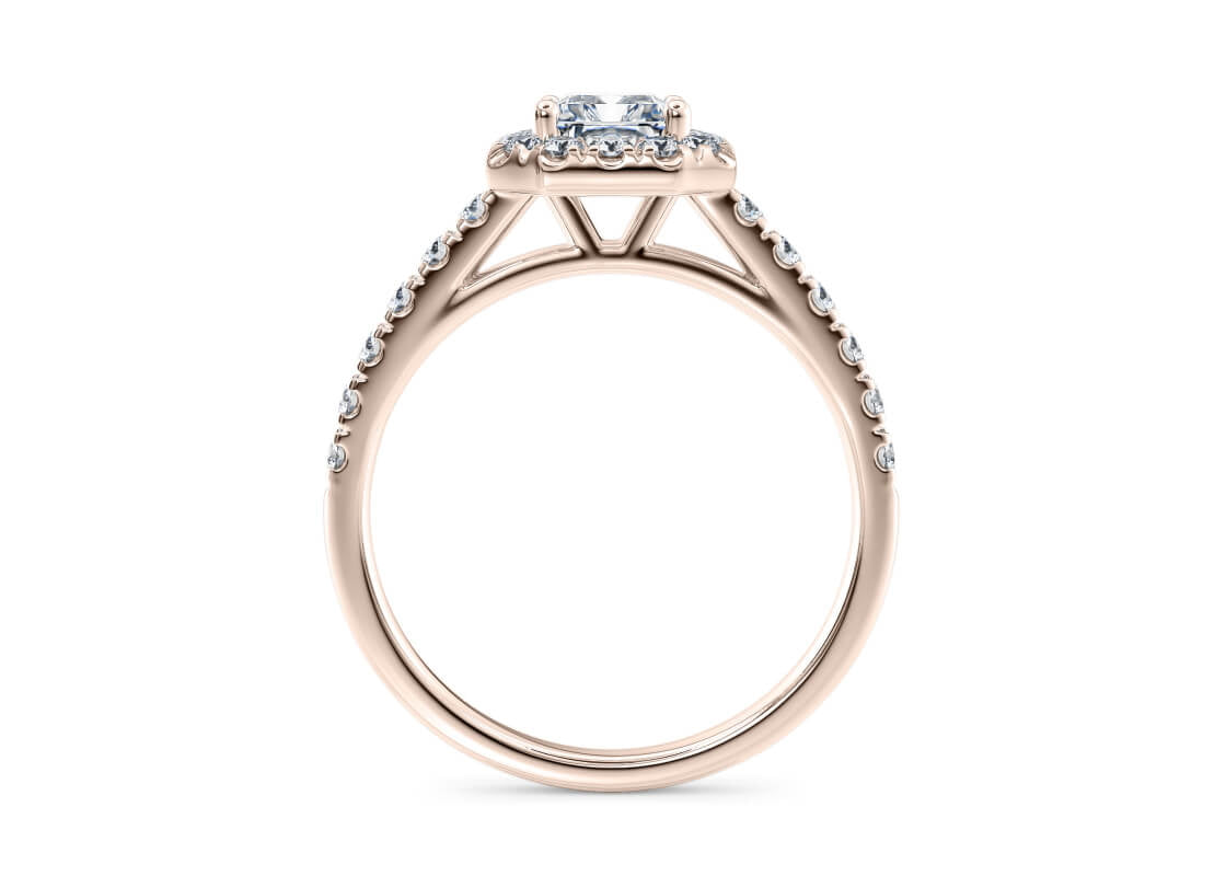 Medici Halo Rose Gold 18k Radiant Engagement Ring