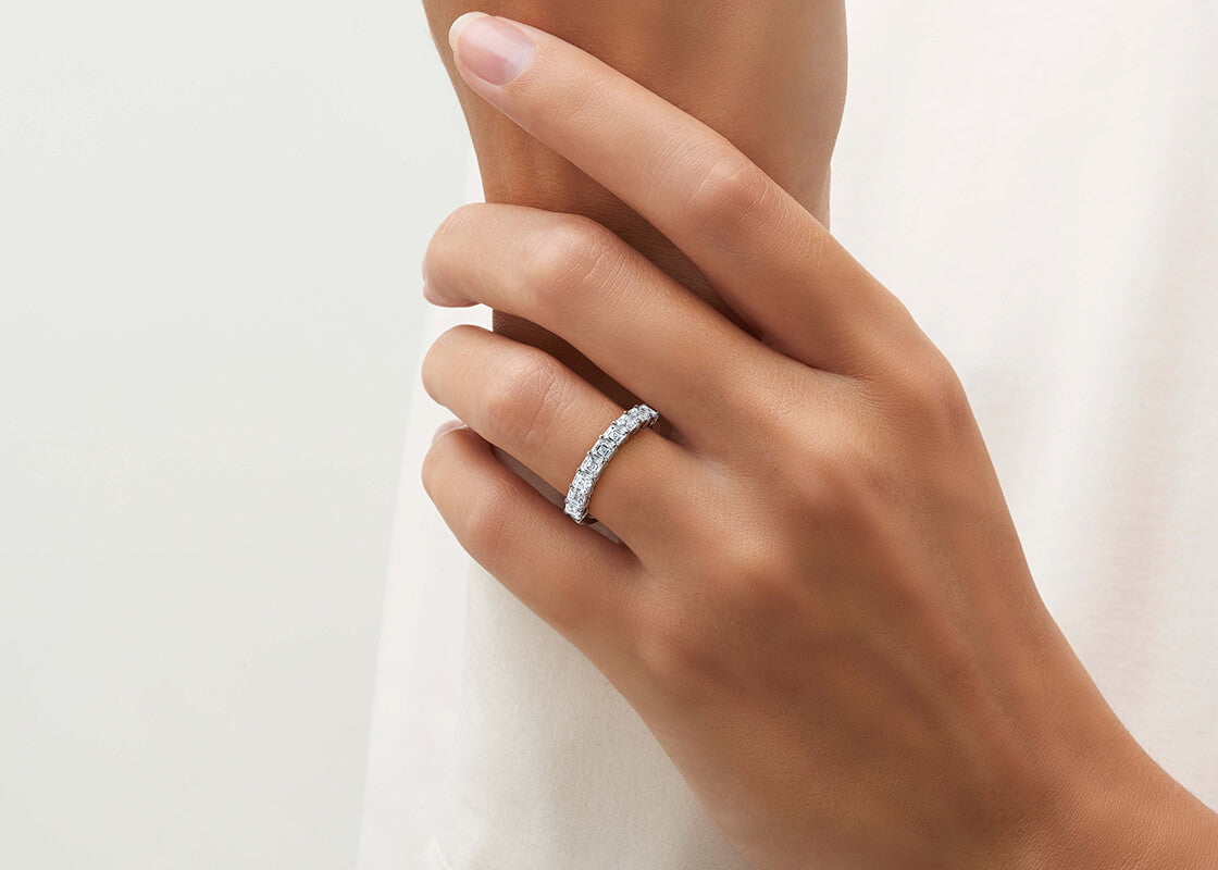 Regent Asscher Half Set White Gold 18k Natural Eternity Ring