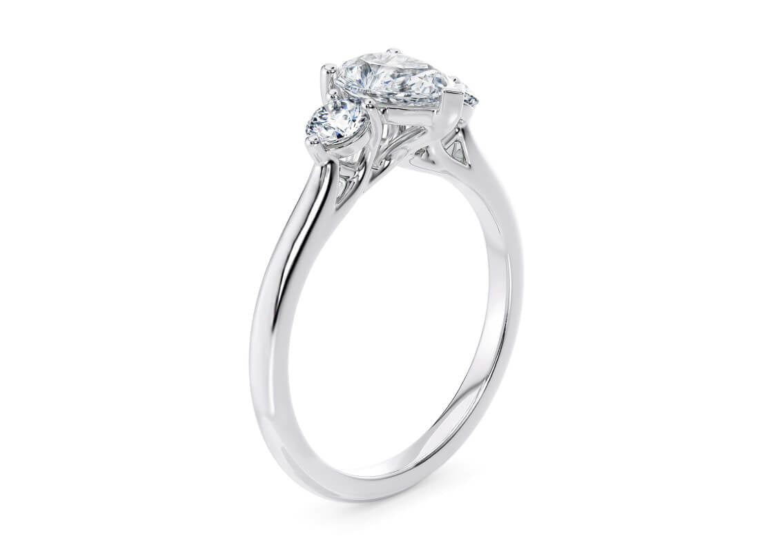 Valencia Trilogy Platinum Pear Engagement Ring