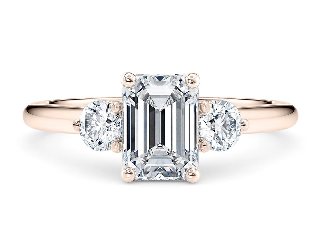Valencia Trilogy Rose Gold 18k Emerald Engagement Ring
