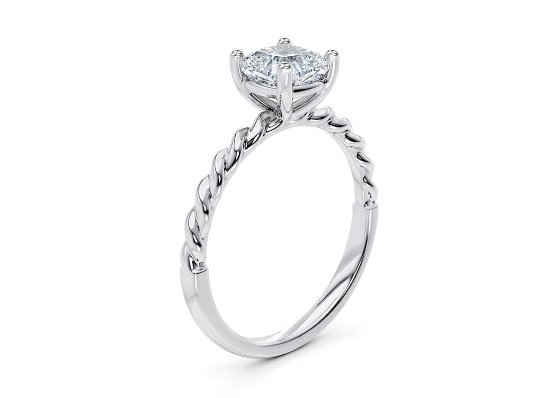 Ascot Solitaire Platinum Cushion Engagement Ring
