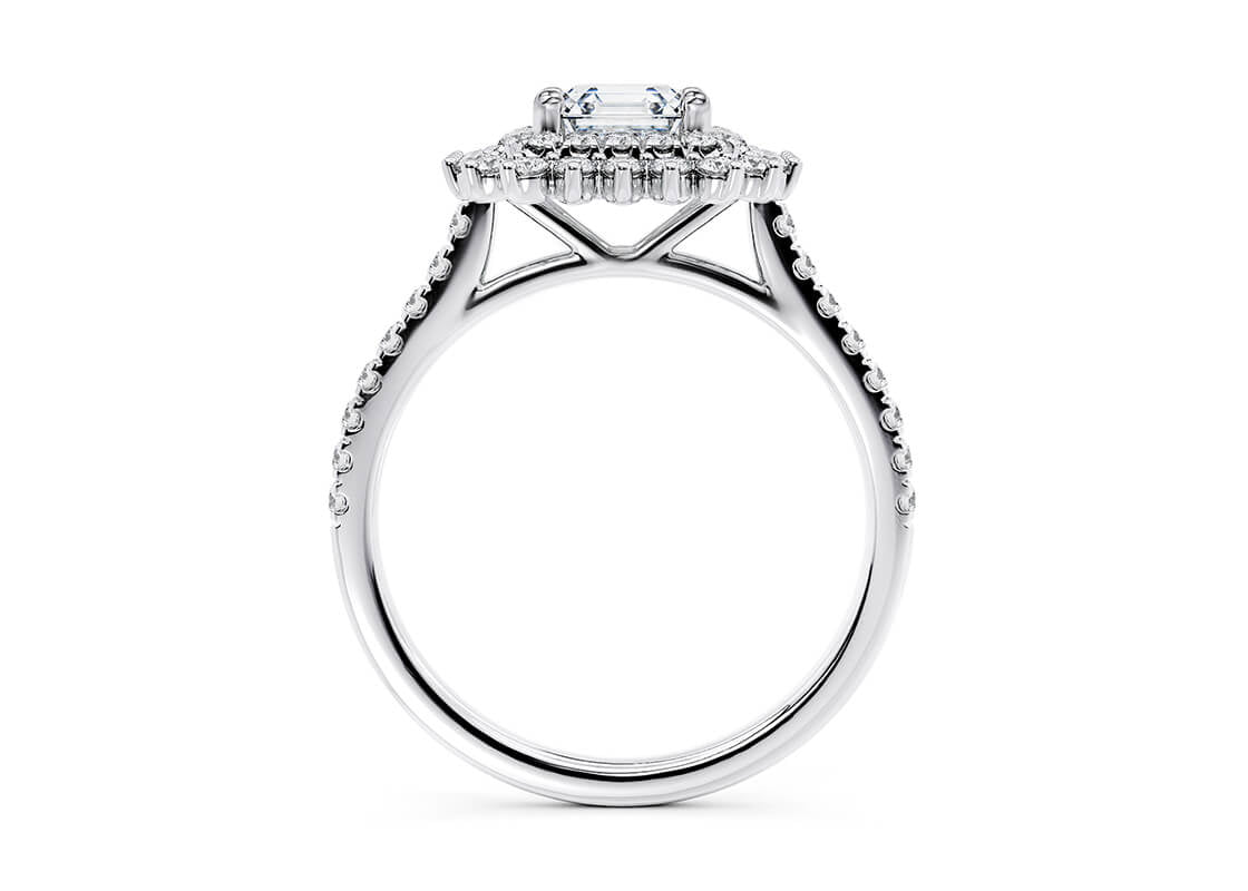 Berkeley Halo Platinum Asscher Engagement Ring