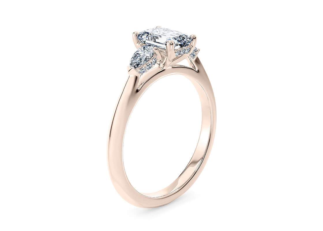 Florence Trilogy Rose Gold 18k Emerald Engagement Ring