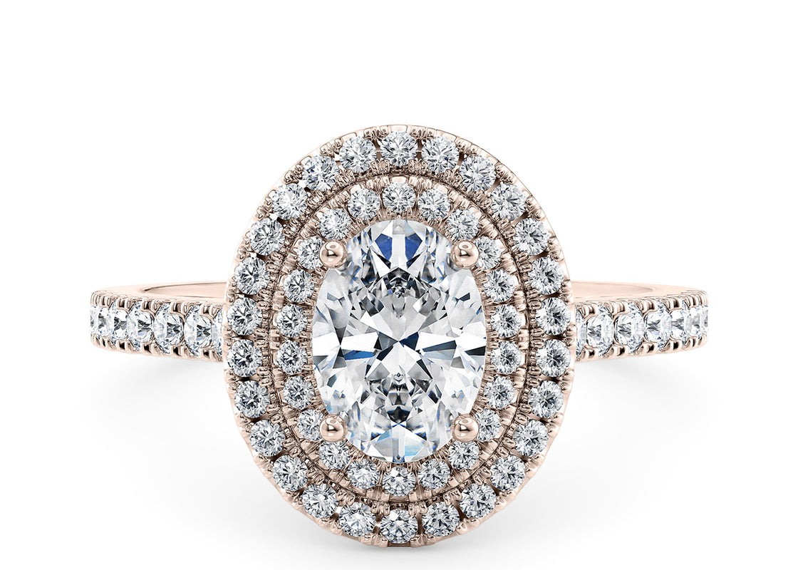 Empress Halo Rose Gold 18k Oval Engagement Ring