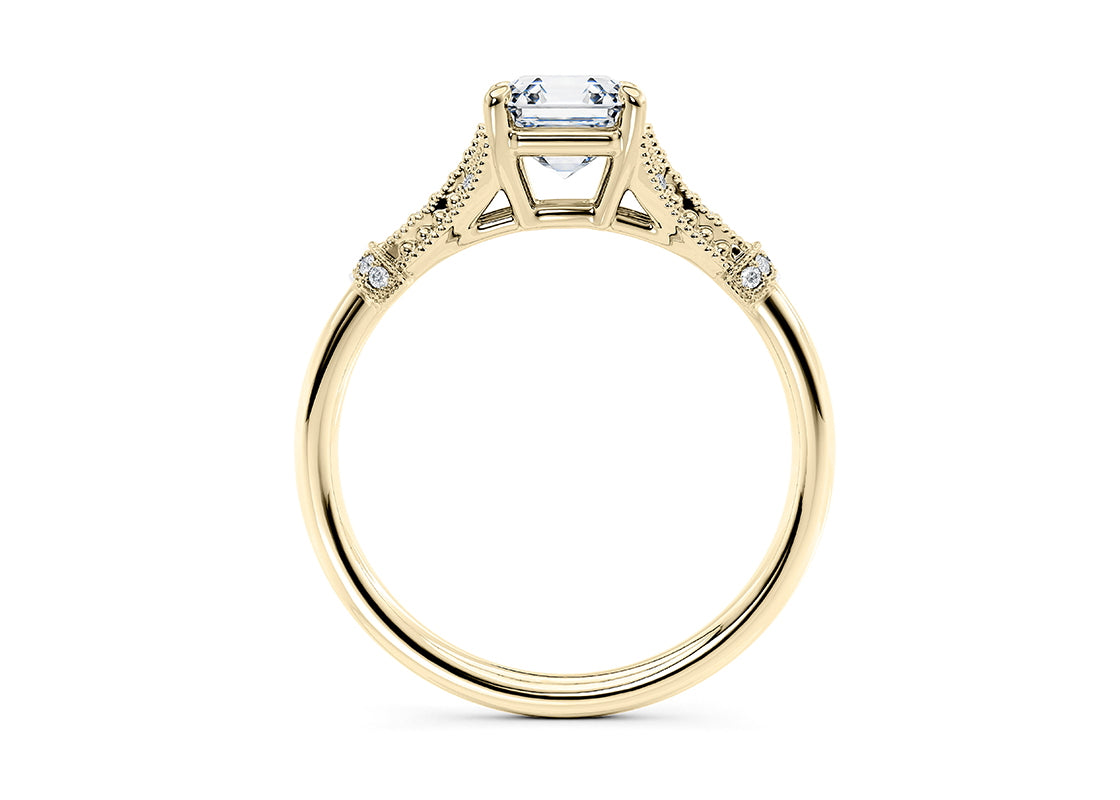 Jasmine Vintage Yellow Gold 18k Asscher Engagement Ring