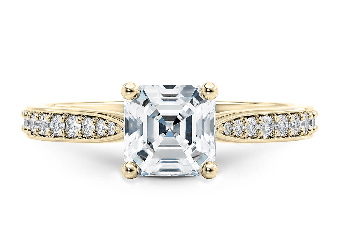 Victoria Diamond Band Yellow Gold 18k Asscher Engagement Ring