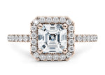 Isabella Halo Rose Gold 18k Asscher Engagement Ring