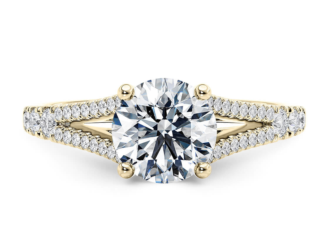 Oxford Diamond Band Yellow Gold 18k Round Engagement Ring