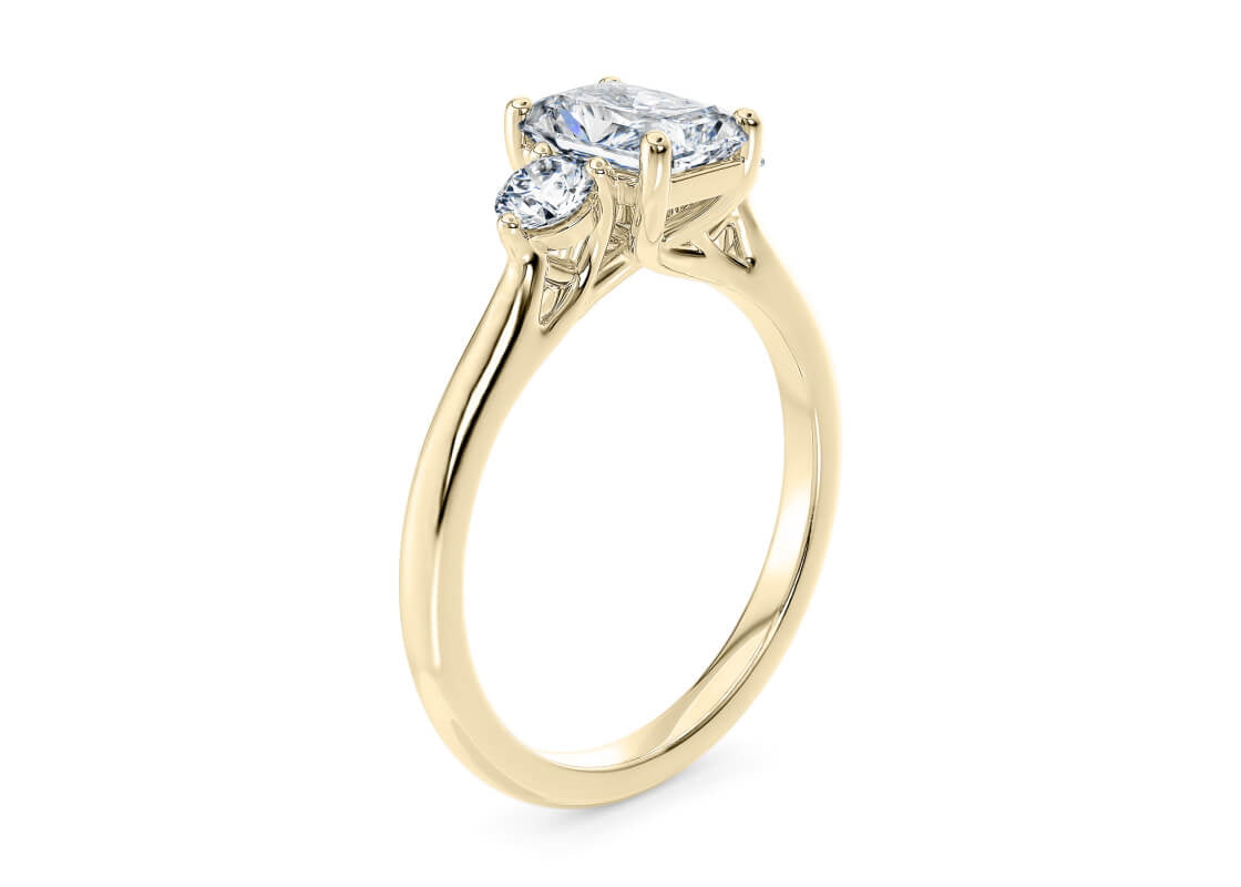 Valencia Trilogy Yellow Gold 18k Radiant Engagement Ring