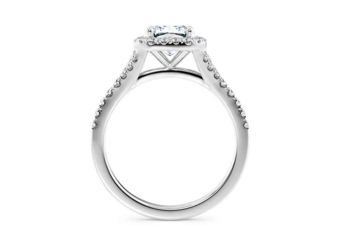 Battersea Halo Platinum Cushion Engagement Ring