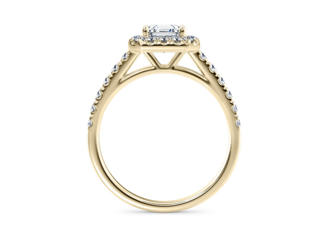 Medici Halo Yellow Gold 18k Asscher Engagement Ring