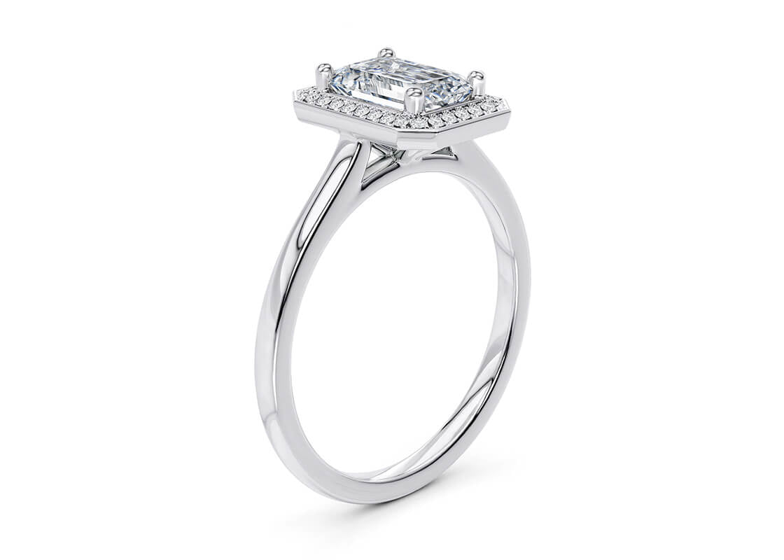 Minerva Halo Platinum Emerald Engagement Ring