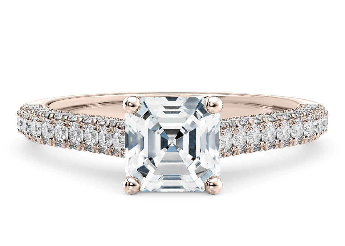 Bloomsbury Vintage Rose Gold 18k Asscher Engagement Ring