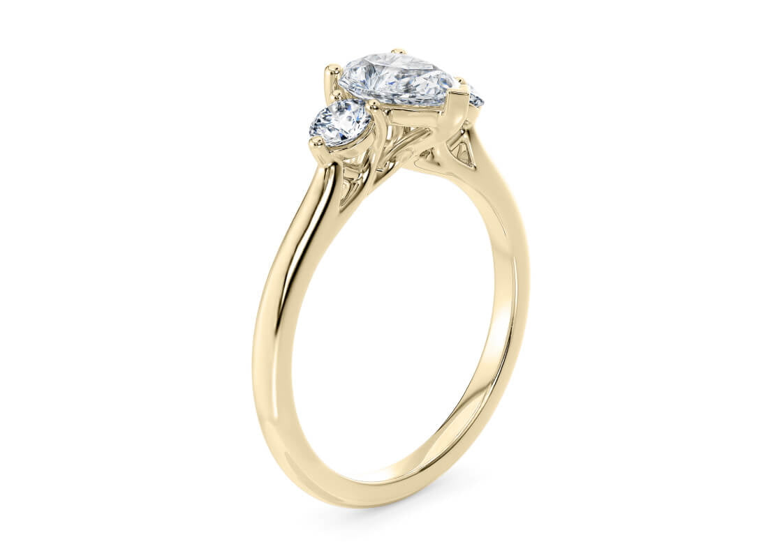 Valencia Trilogy Yellow Gold 18k Pear Engagement Ring