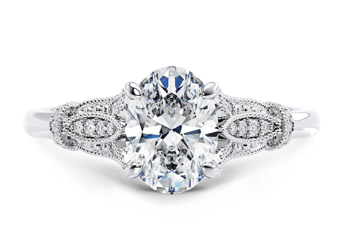 Jasmine Vintage Platinum Oval Engagement Ring