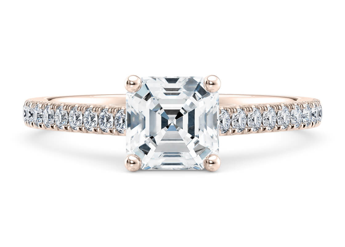 1477 Vintage Rose Gold 18k Asscher Engagement Ring