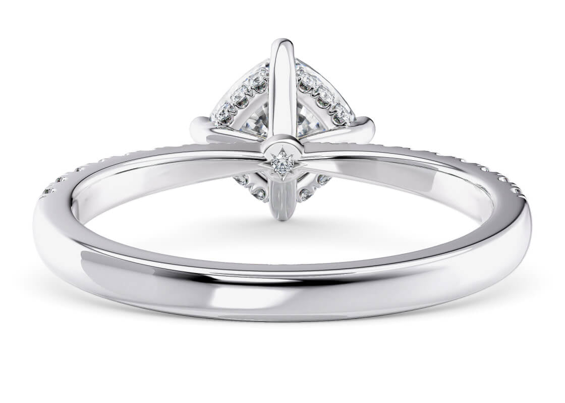 Asteria Compass Diamond Band Platinum Cushion Engagement Ring