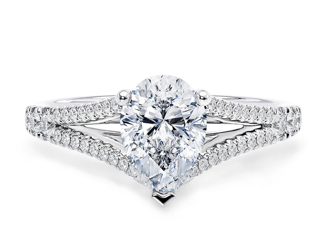 Oxford Diamond Band Platinum Pear Engagement Ring