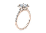 Aphrodite Halo Rose Gold 18k Princess Engagement Ring