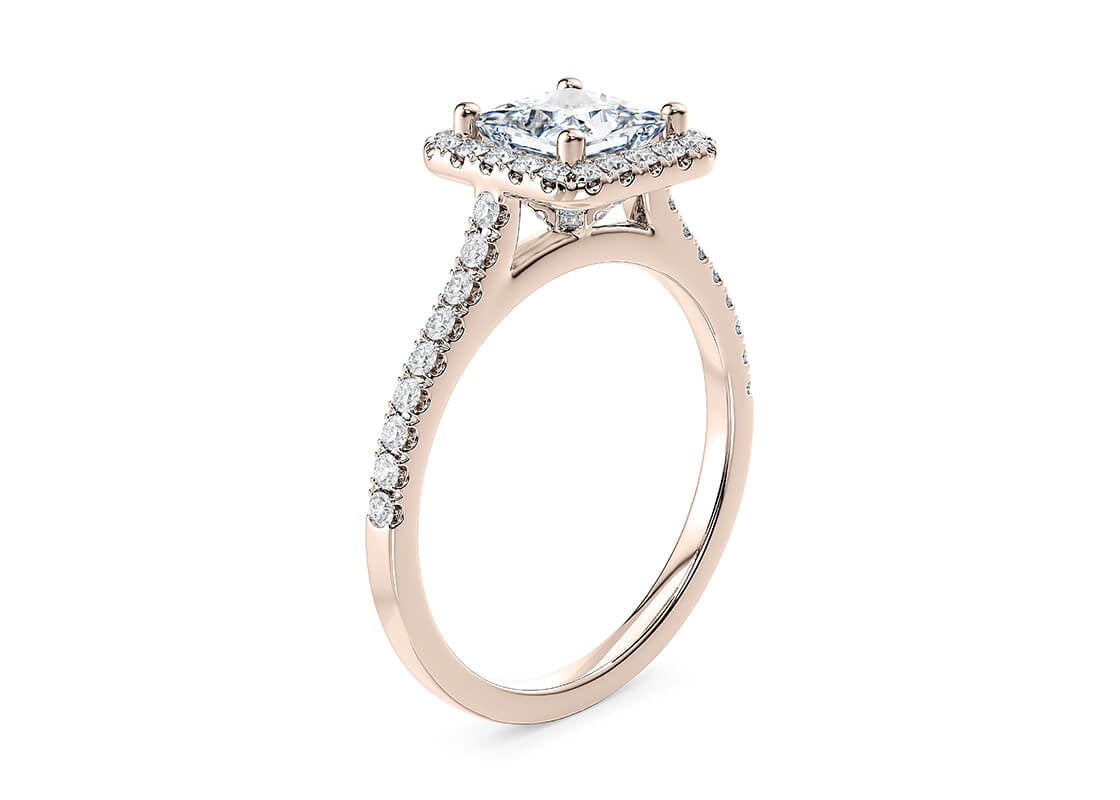 Aphrodite Halo Rose Gold 18k Princess Engagement Ring