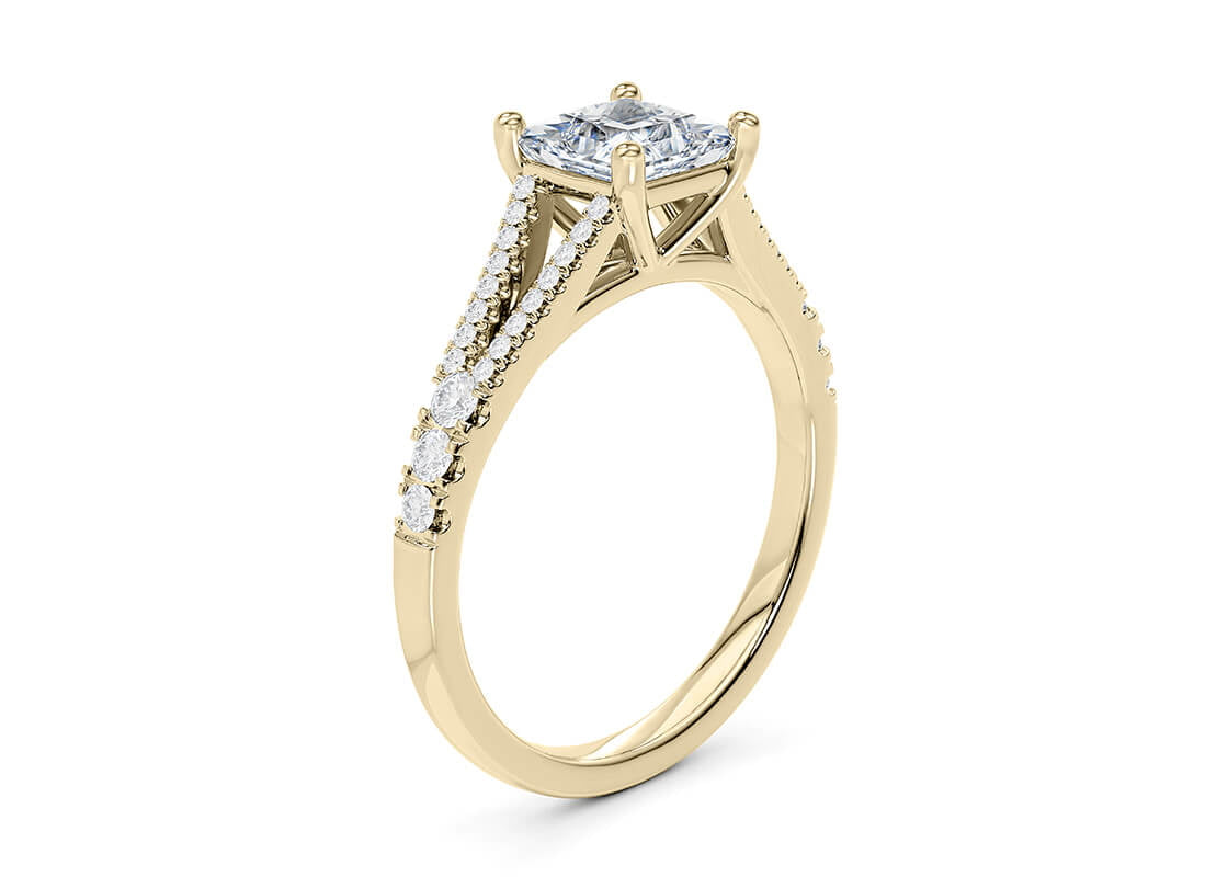 Oxford Diamond Band Yellow Gold 18k Princess Engagement Ring