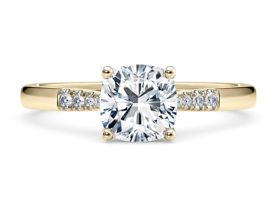 Thea Diamond Band Yellow Gold 18k Cushion Engagement Ring